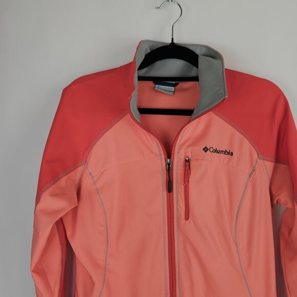 Columbia Softshell Fleece Jacket Coral Zip Up Outdoor Hiking Winter Fall Medium - Picture 4 of 11